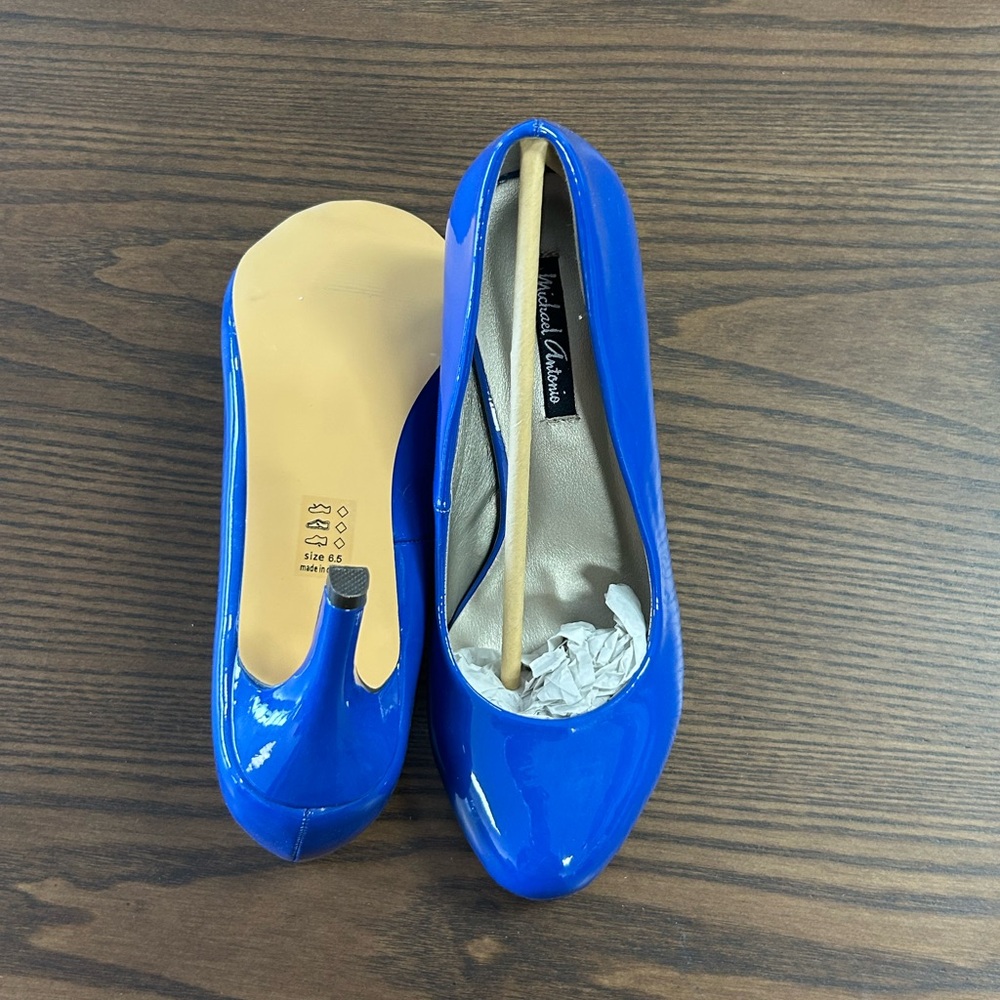 Michael Antonio Blue and Tan Heels